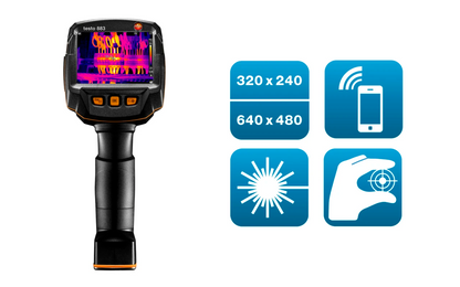 Testo 883-1 – Termokamera (320 x 240 piksler, 30° manuell fokus, app, laser)